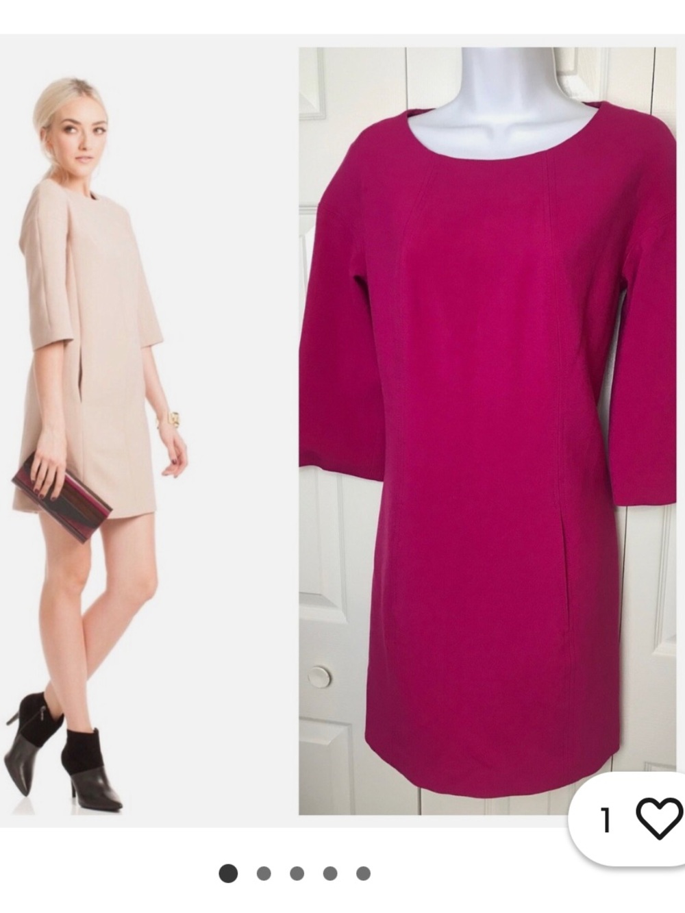 Trina Turk Corrin Fuchsia Magenta Pink Ponte Shift Dress Size 4